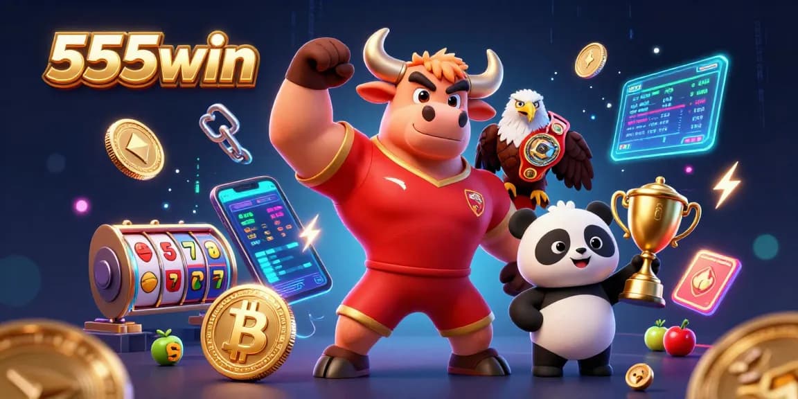Experience thrilling wins at 555win with vibrant 3D casino characters celebrating gaming success.