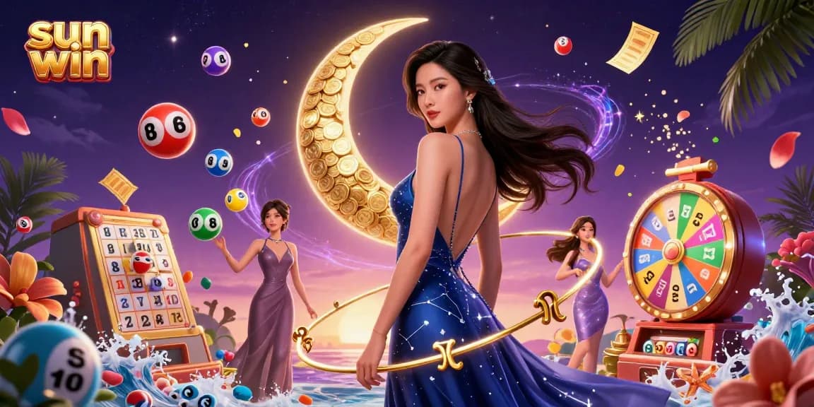 Engage with the sun win experience through vibrant lottery games and prize wheels in a captivating casino illustration.