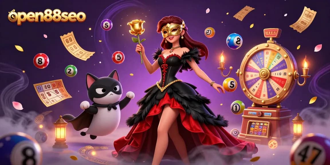 Experience the excitement of open88seo with dynamic gaming elements in a magical casino setting.