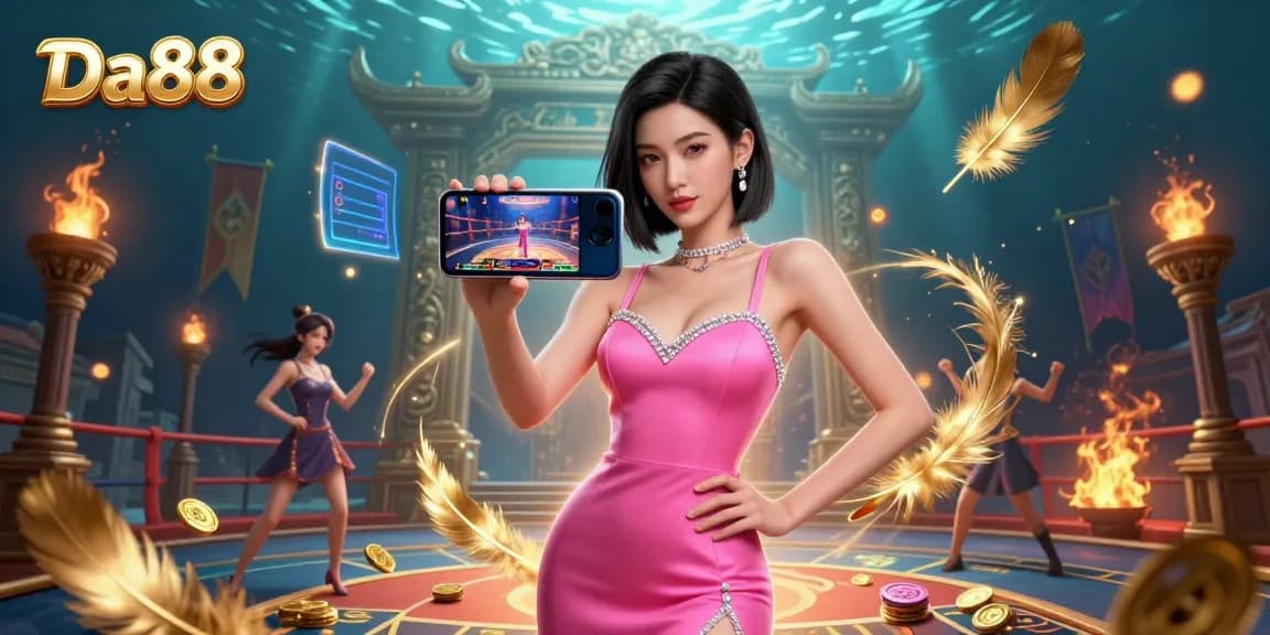 Experience immersive gameplay at Da88 with stunning visuals of live dealer games and vibrant casino elements.
