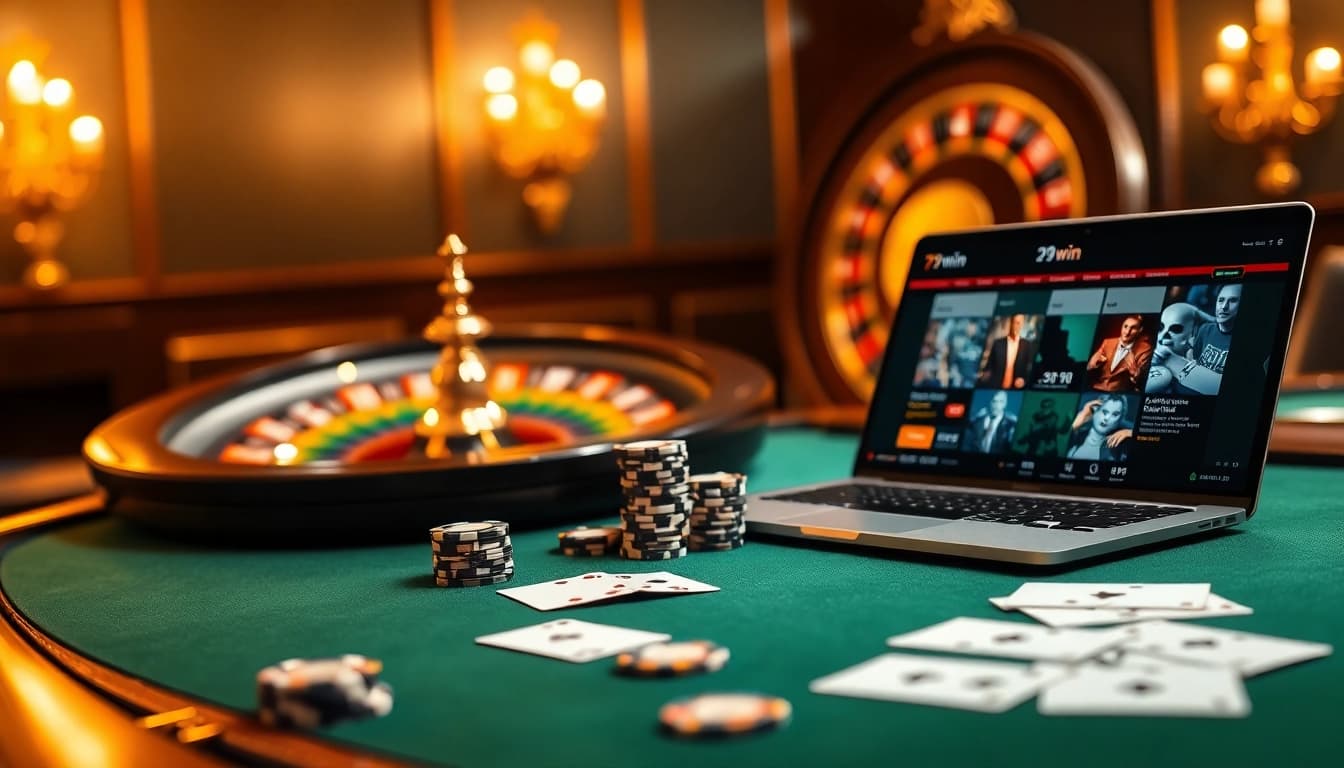 Experience the excitement of gambling at 79win with luxurious poker tables and vibrant casino ambiance.