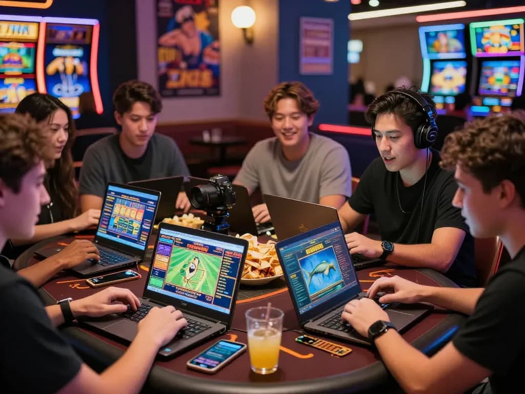 Exciting online gaming atmosphere at https://zx88.nl/ with friends engaging in multiple betting games.