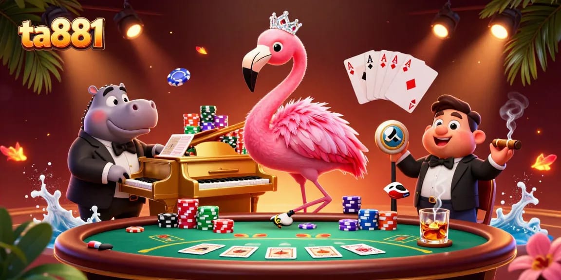 Experience thrilling gameplay at ta881 with vibrant casino characters and dynamic poker elements.