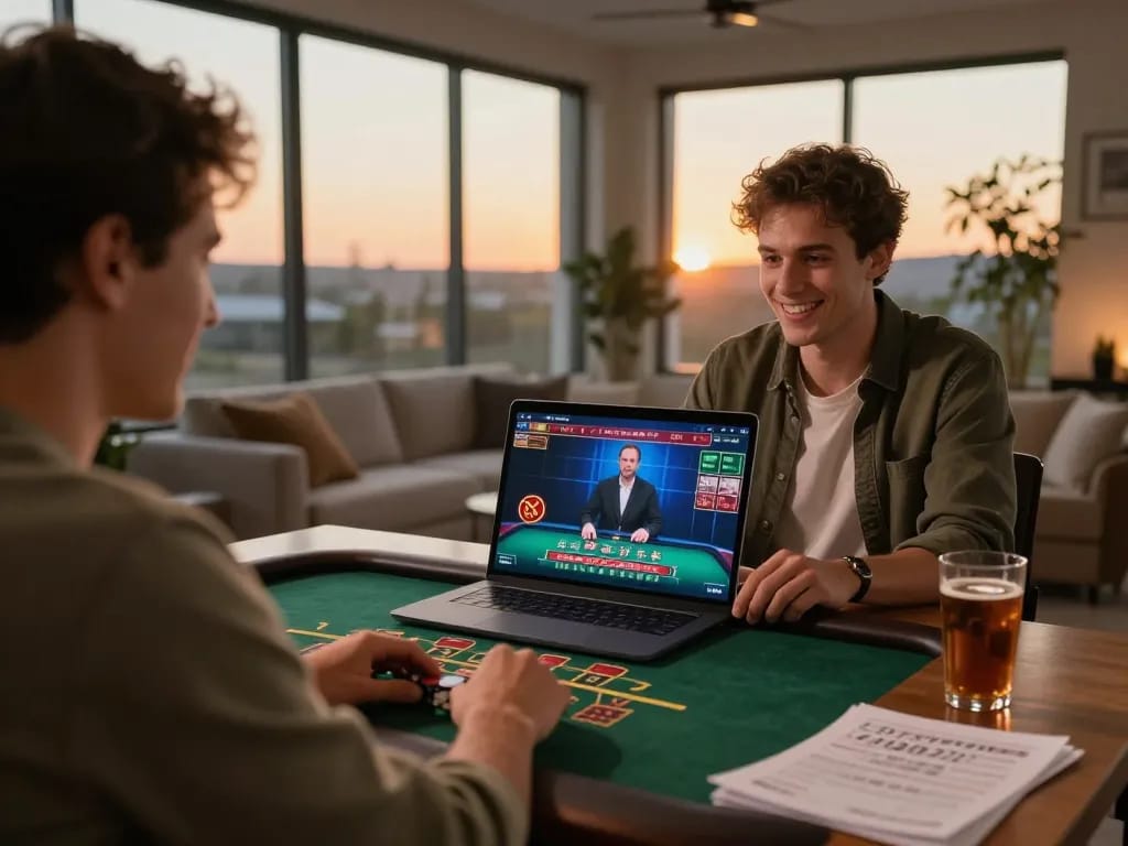 Engage with thrilling blackjack at vk88 from home, showcasing live dealer action on screen.
