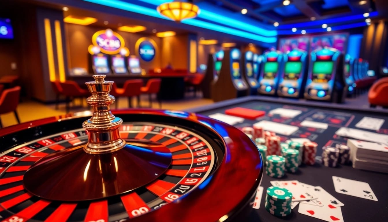 SC88 online gambling interface with roulette wheel, poker chips, and vibrant casino atmosphere.