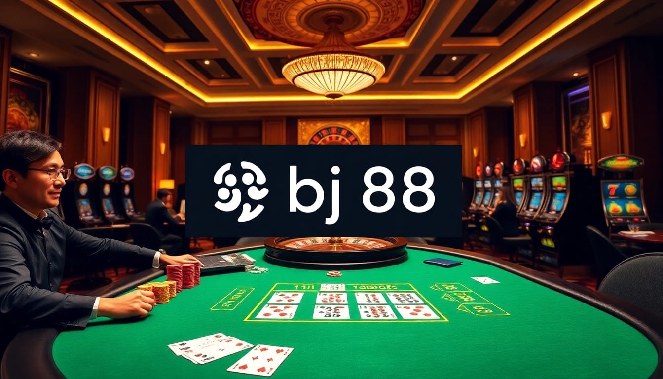 Engaging blackjack game at bj 88 featuring colorful chips and professional dealers.