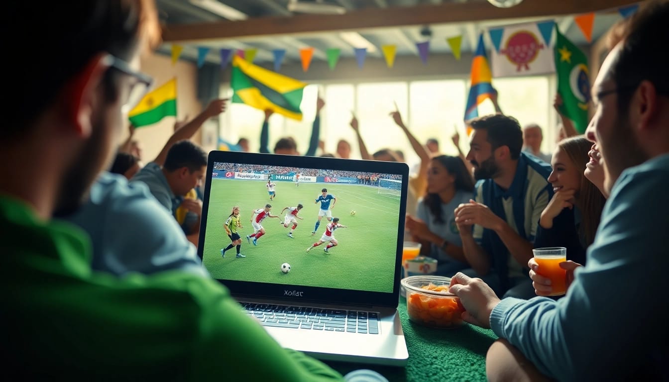 Xoilac TV trực tiếp bóng đá display featuring an engaging football match.