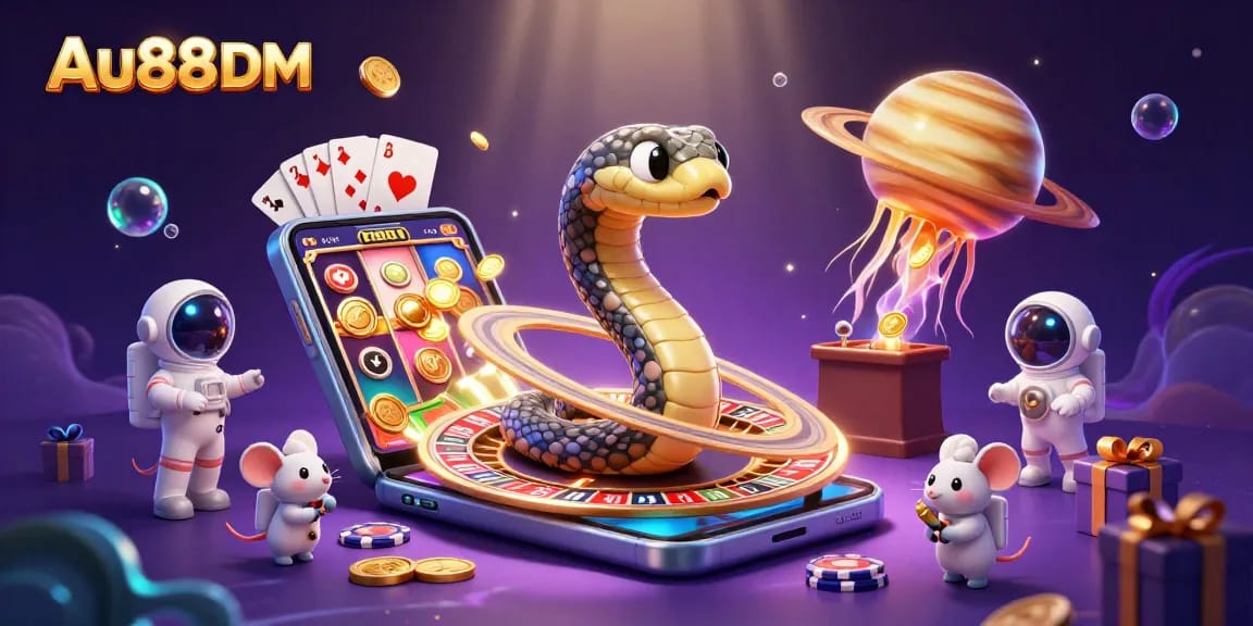 Experience thrilling casino action with Au88 DM, featuring mouse astronauts betting on cosmic roulette.