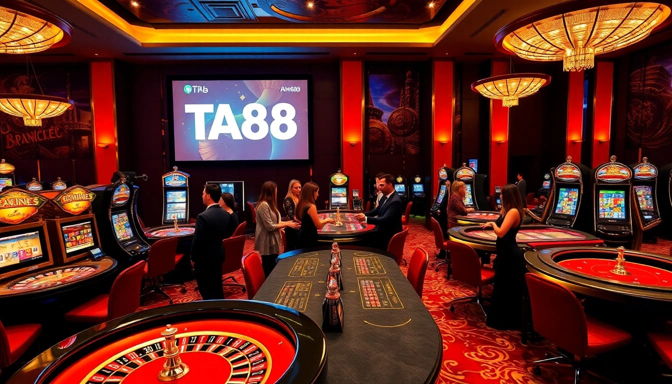 Players enjoy high-stakes action at TA88's luxurious casino tables filled with excitement and opportunity.