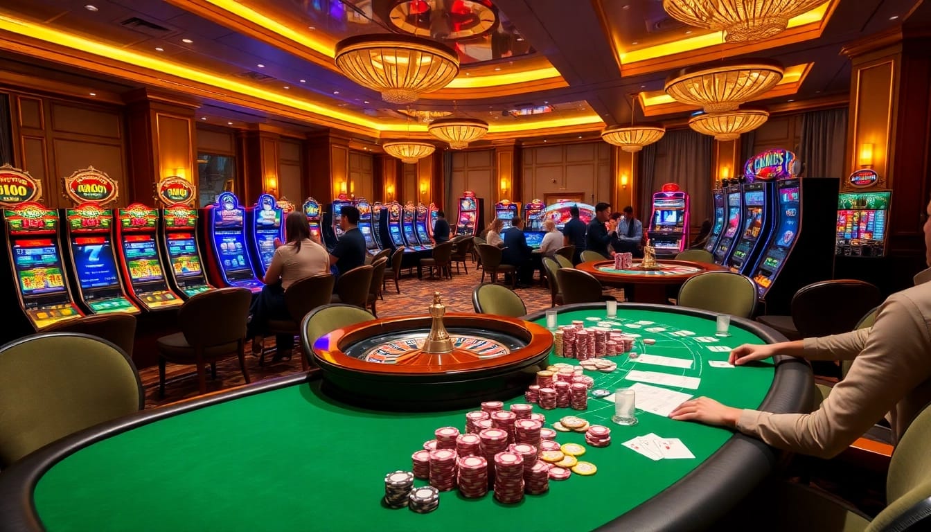 Players enjoy the excitement of CM88 at a vibrant casino table with colorful chips.