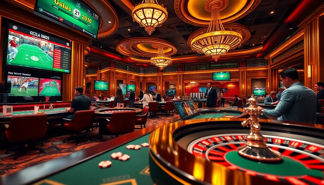 Cakhia TV enhances live sports betting with an engaging casino atmosphere featuring roulette wheels and poker chips.