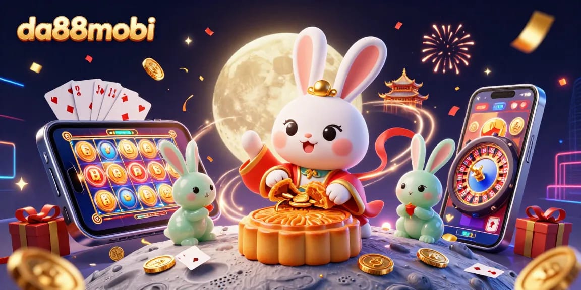 Play the exciting games at da88mobi with immersive 3D casino elements and vibrant illustrations.