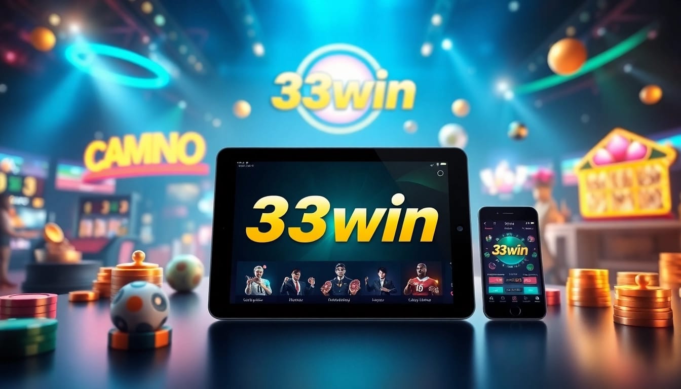 33win online gaming platform display featuring sports betting and casino games.