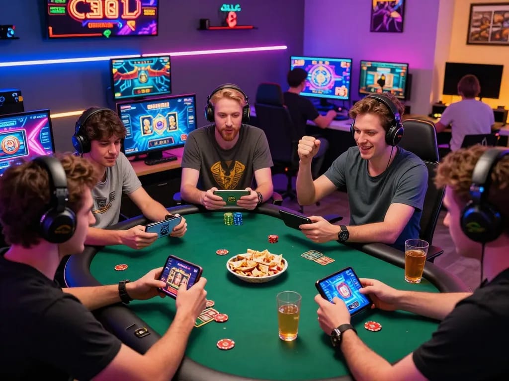 Engaged players enjoying hitclub online gaming experience with vibrant graphics and celebratory atmosphere.