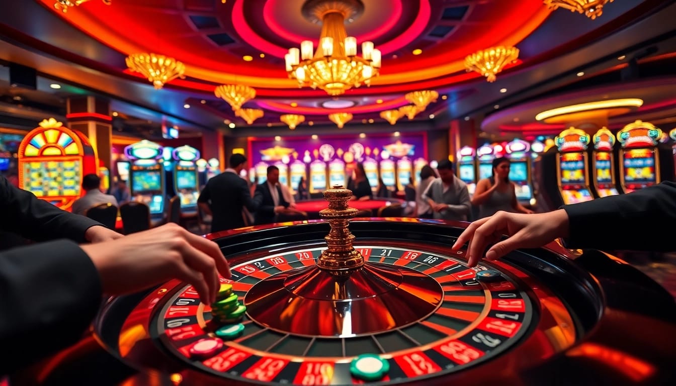 Players enjoy a thrilling game at Fc88 casino, showcasing vibrant roulette and betting action.