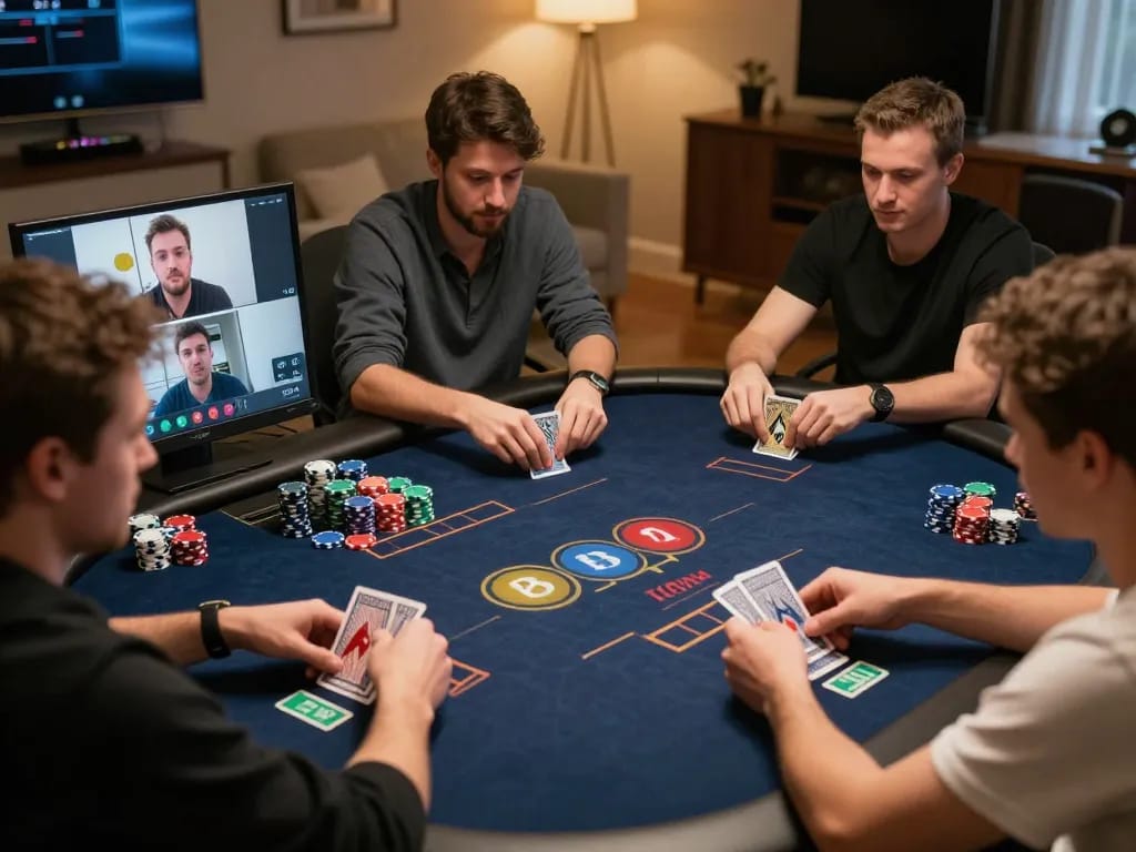 Engaging online poker gameplay on FABET with players analyzing cards together