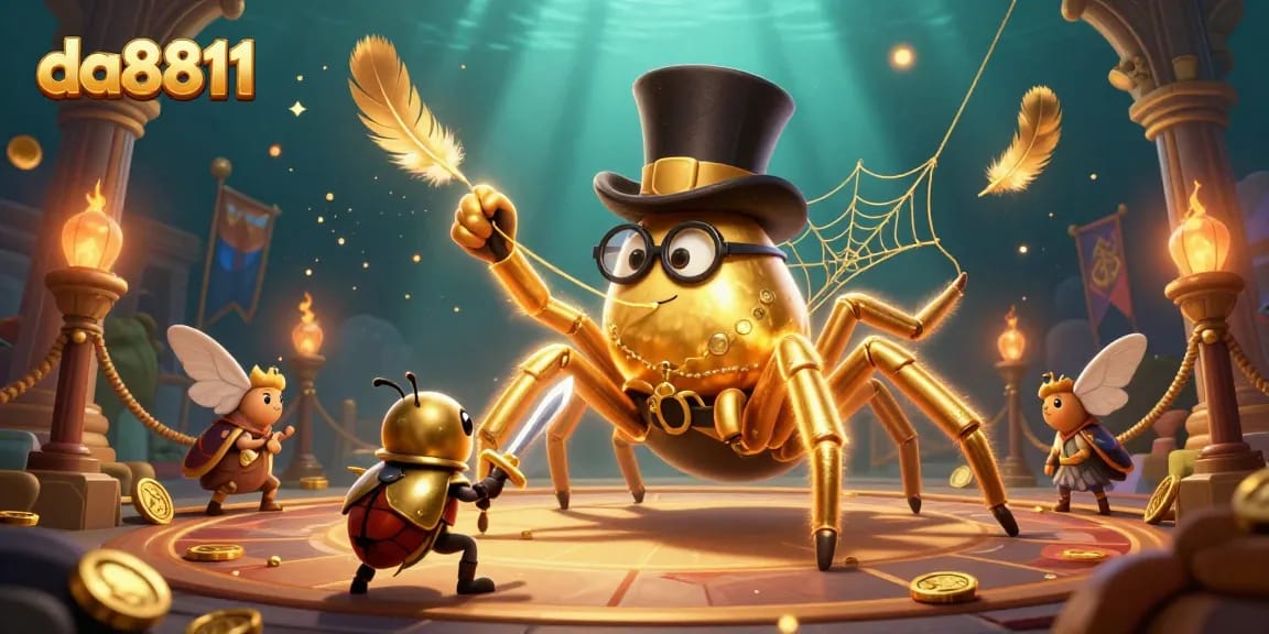Engage in thrilling action at da8811 as the golden tarantula weaves a web of fortune in a casino world.