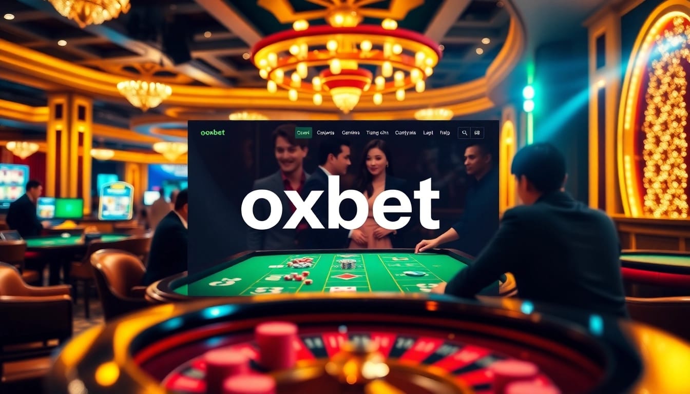 Engaging scene depicting players at the oxbet trang chủ online poker table, illustrating excitement in gambling.
