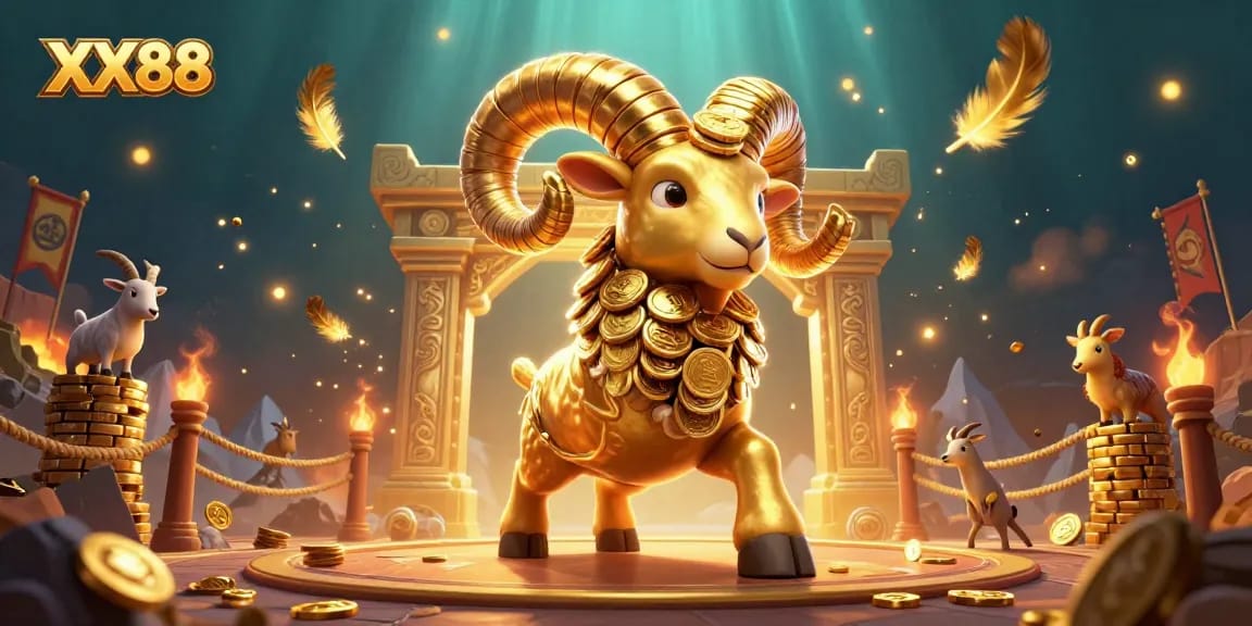 Experience thrilling action at XX88 with a dynamic 3D casino scene featuring a golden ram.