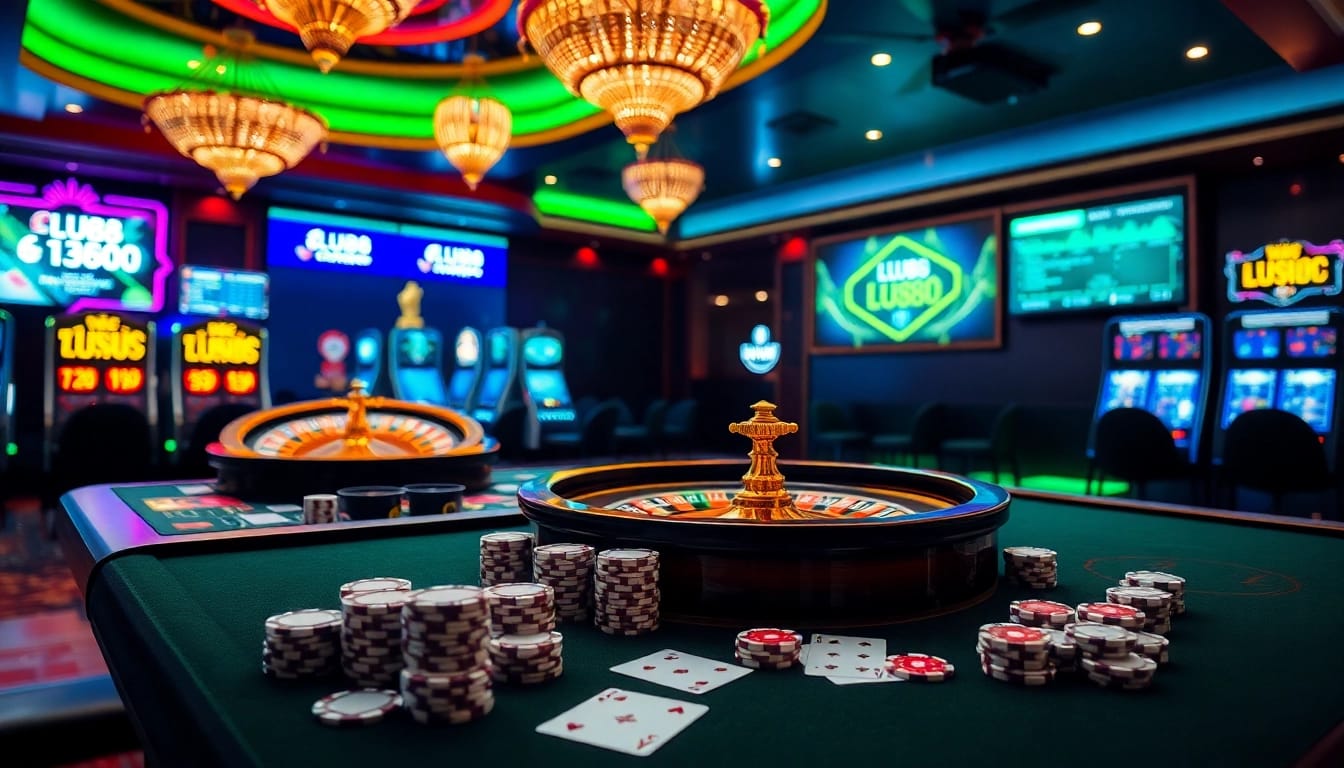 Experience luxurious gameplay at lu88 trang chủ with vibrant casino tables and thrilling gambling elements.