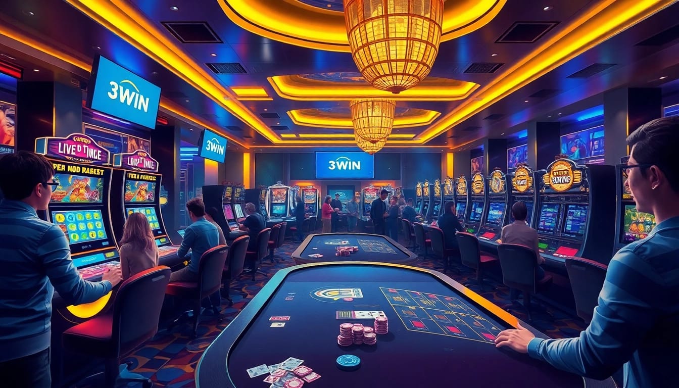 Experience the thrill of 3win com's luxury casino gaming environment with vibrant action and modern design.