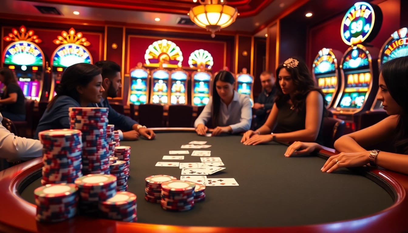 Experience high-stakes excitement at 33win casino, showcasing a vibrant poker table and thrilling gameplay.