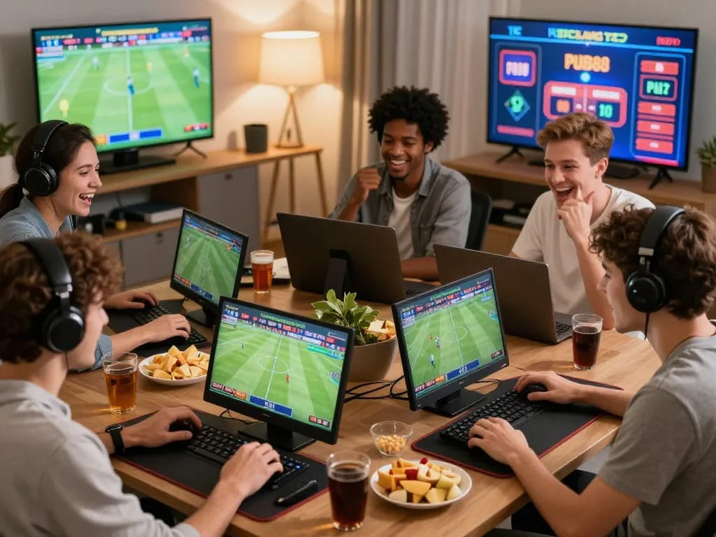Exciting PUB88 online gaming scene with players enjoying live sports betting.