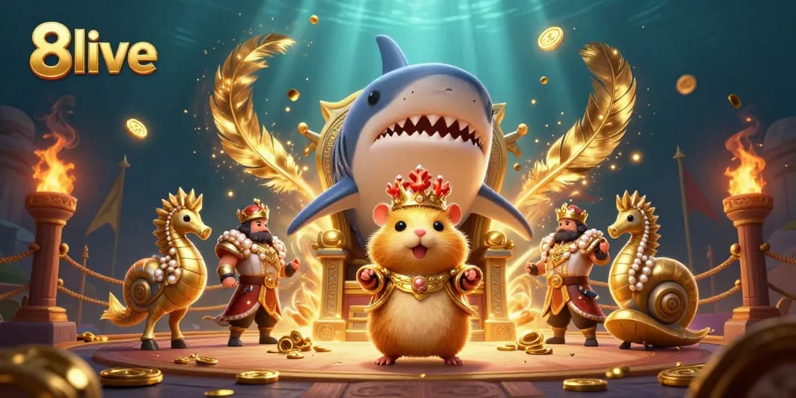 Bet on exciting adventures with 8live in a whimsical underwater casino realm.
