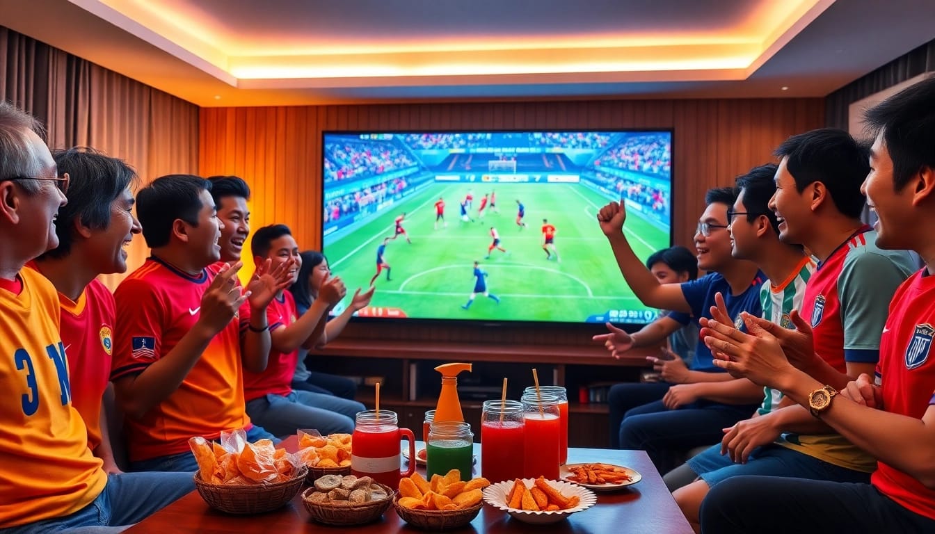 CakhiaTV fans enjoying a live football match together, showcasing excitement and community.