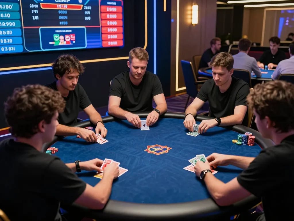 CM88 players engaging in an intense online poker tournament showcasing strategic gameplay.