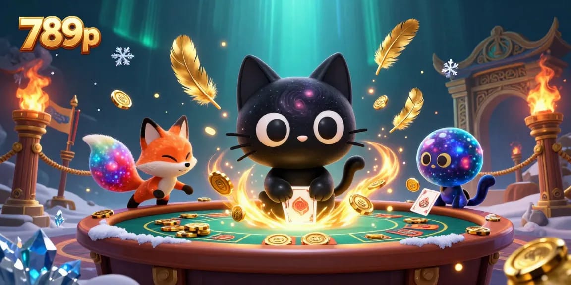 Experience thrilling wins at 789p casino with a cartoon black hole cat drawing in golden chips.