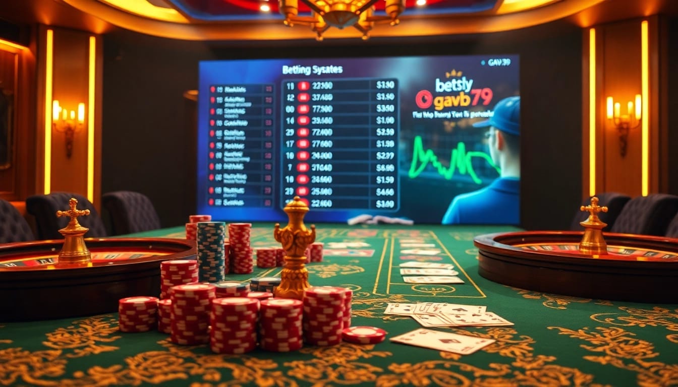 The vibrant casino experience at hệ thống gavb79, featuring poker chips and roulette wheels in a luxurious setting.