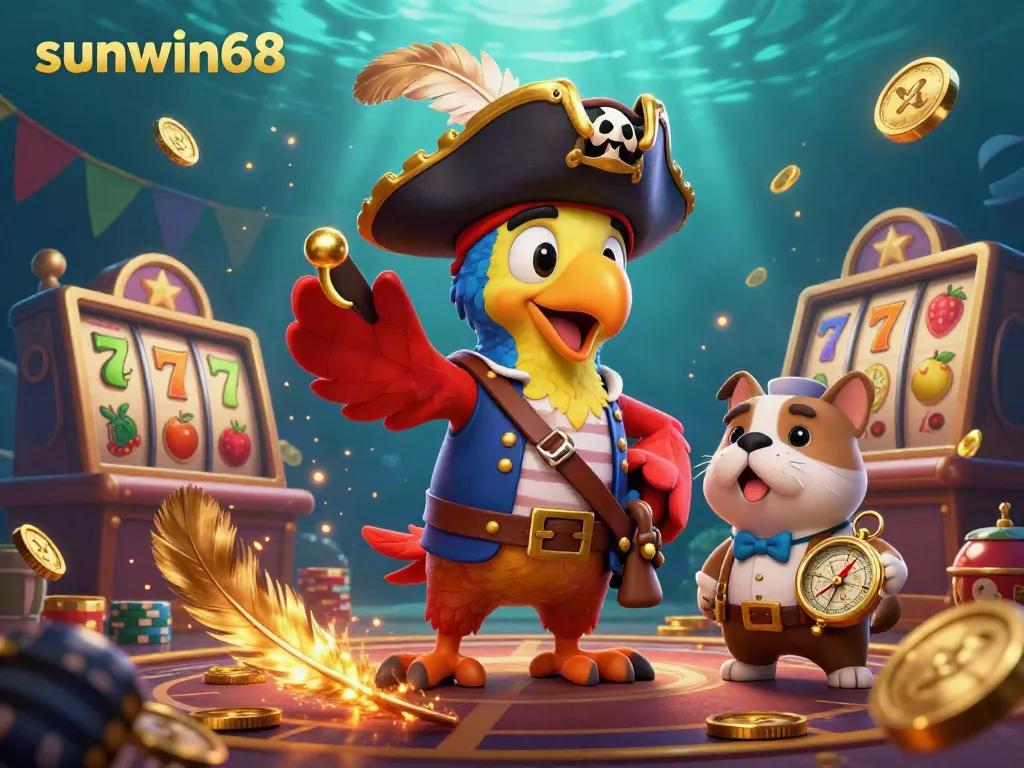 Experience the thrill of sunwin68 with a pirate-themed casino adventure featuring cartoon characters and vibrant game elements.