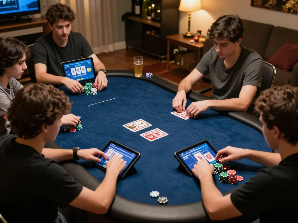 Engaged players in a friendly online poker game at https://ta88.nl/, showcasing strategy and excitement