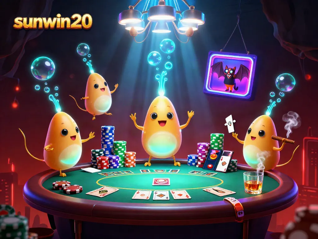 Experience the enchanting glow of sunwin20 as glowworms illuminate a vibrant casino atmosphere.