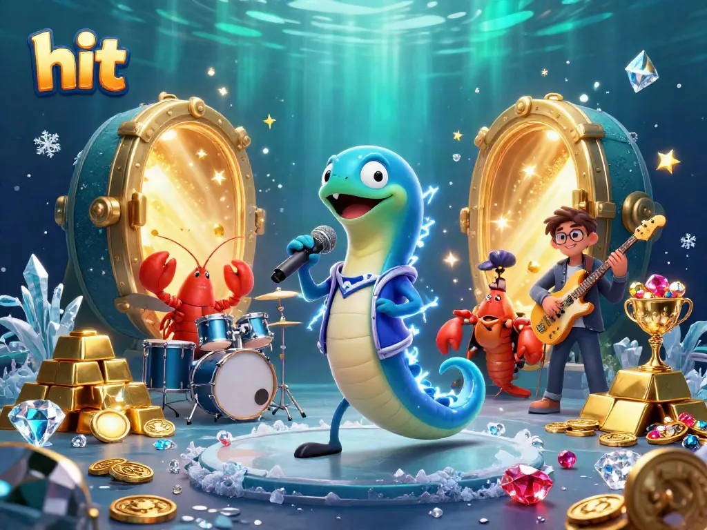 Hit features a vibrant underwater casino scene with an electric eel DJ, offering thrills and excitement for players.