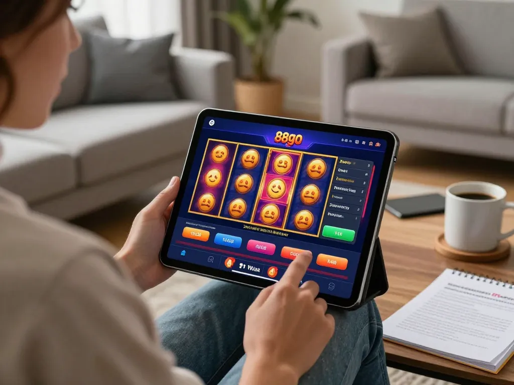 Player using the 88go app for an exciting online gaming experience at home.