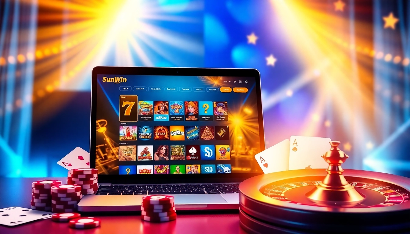 Sunwin gaming platform showcasing an online casino experience with vibrant colors and engaging game elements.