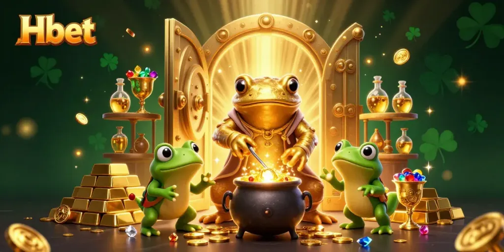 Experience Hbet with a whimsical scene depicting a golden salamander alchemist and friends in a magical casino world.
