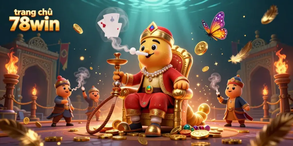 Experience the vibrant world of trang chủ 78win featuring a colorful caterpillar master surrounded by casino elements.