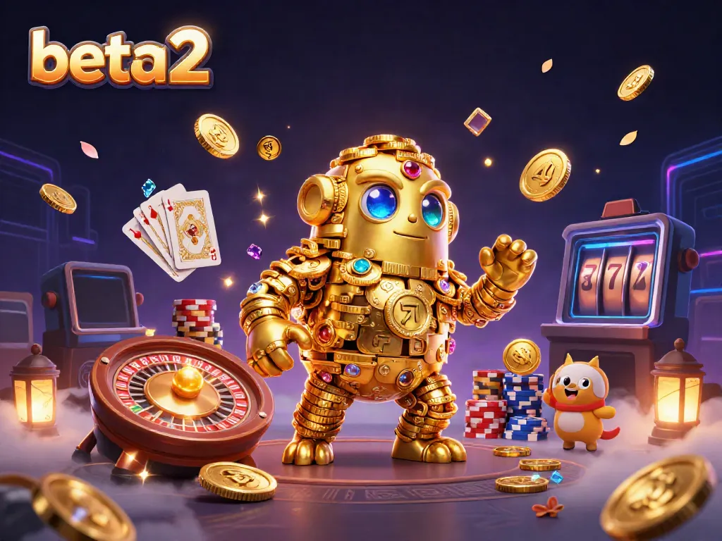 Experience the thrill of beta2 gaming by spinning colorful slot symbols with dynamic jackpot elements.