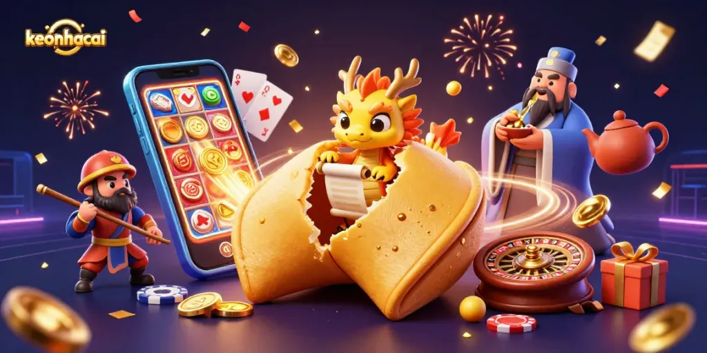 Engage with keonhacai's vibrant fortune cookie scene, embodying thrilling gaming elements.