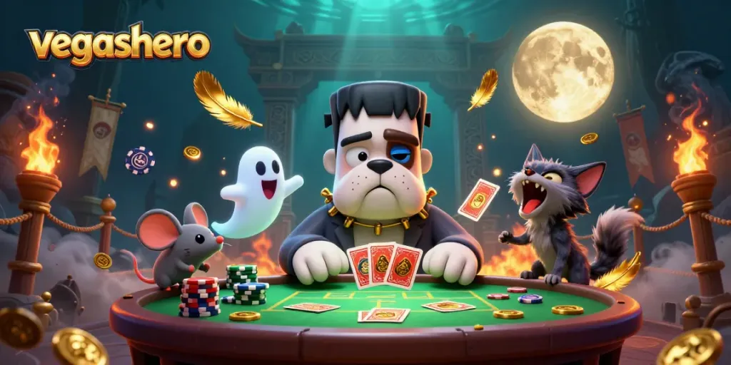 Experience thrilling moments at vegashero casino with a 3D illustration of unique gaming characters.