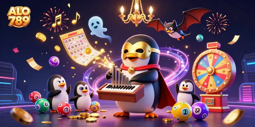 Experience the excitement of ALO 789 with this vibrant 3D illustration showcasing thrilling lottery and casino activity.