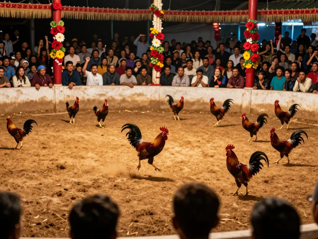 Chứng kiến sự hồi hộp của đá gà Thomo hôm nay khi những chú gà so tài trong một đấu trường sôi động đầy khán giả háo hức.