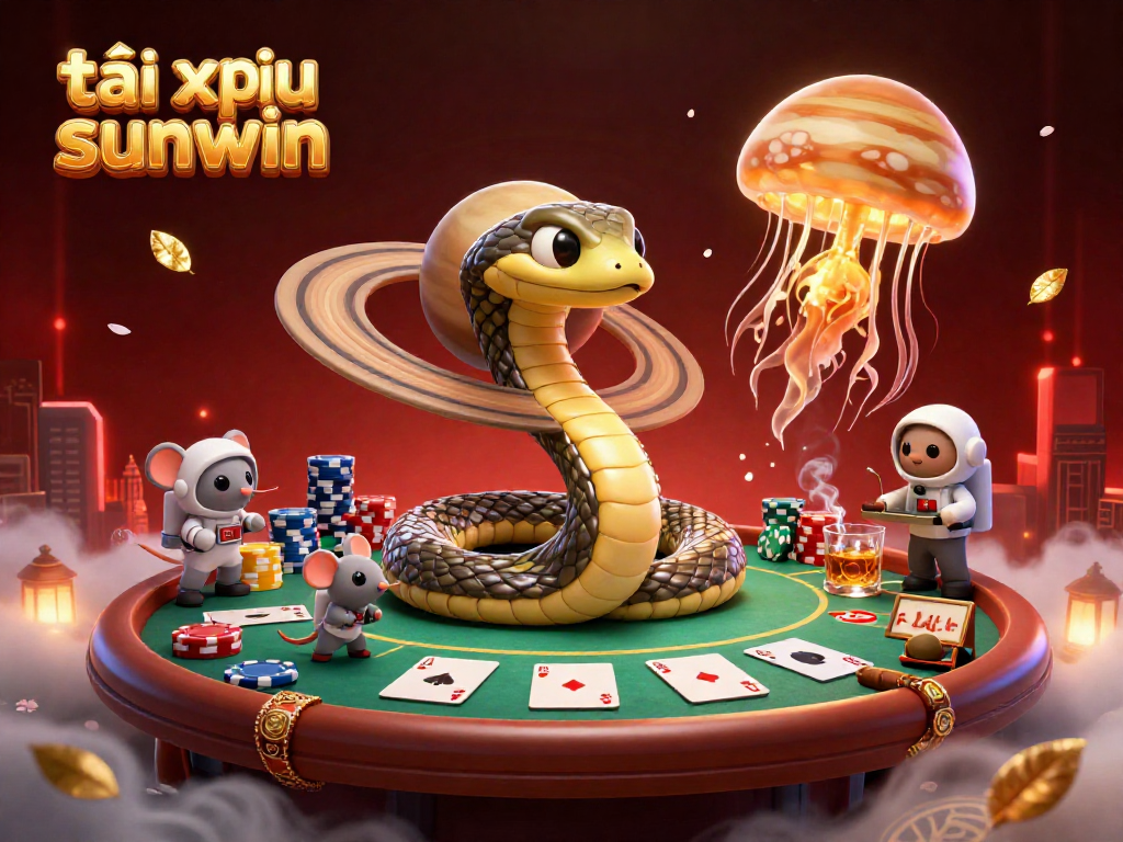 Tài xỉu sunwin: A vibrant 3D illustration where astronaut mice place bets on a roulette wheel in a cosmic casino scene.