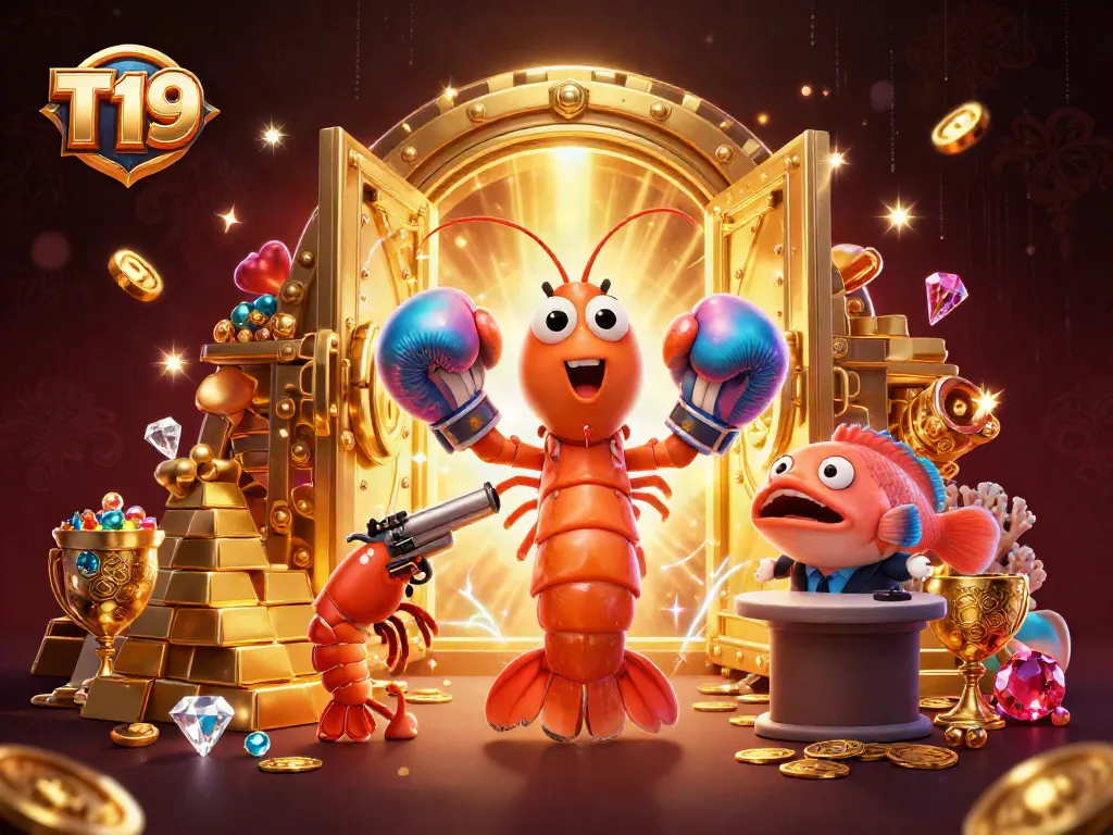 Engage with T19's vibrant casino games and treasures in this captivating digital illustration.