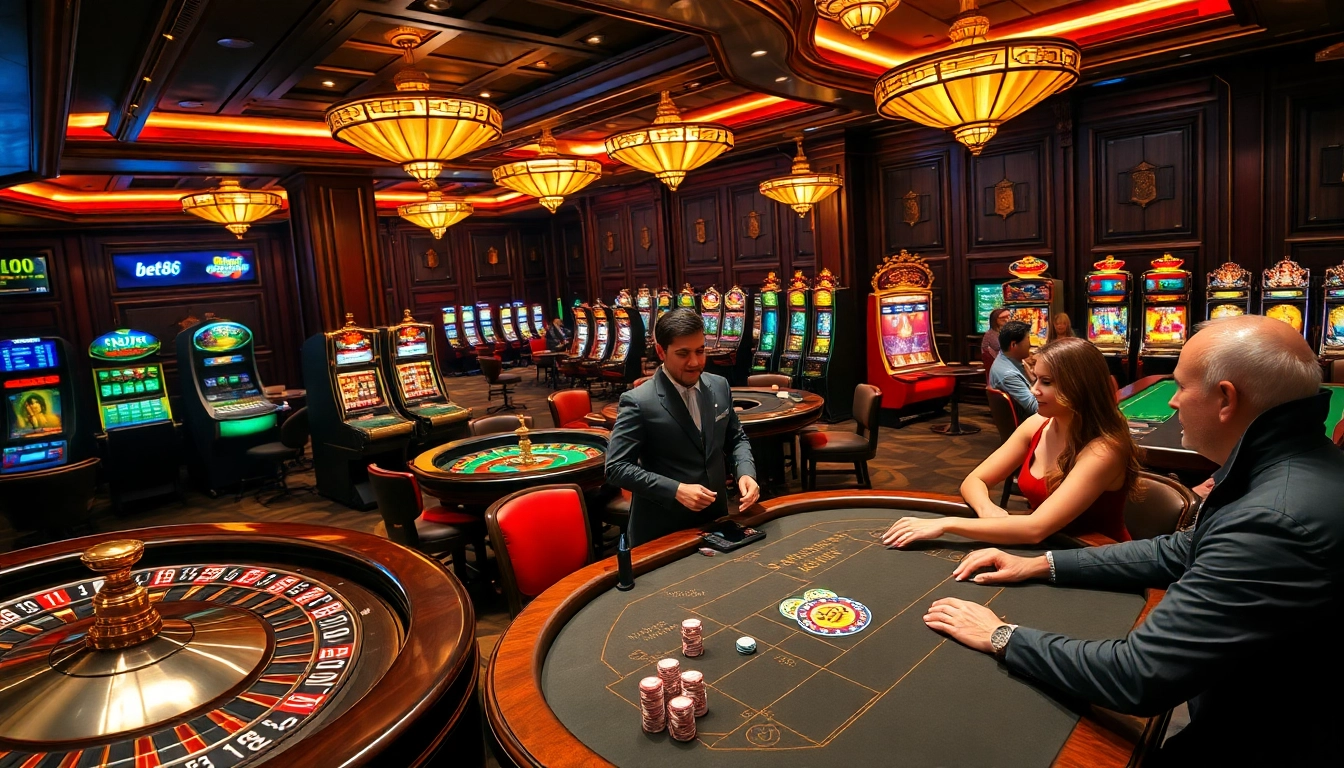 Experience thrilling gameplay at bet88's luxurious casino with vibrant tables and exciting betting opportunities.