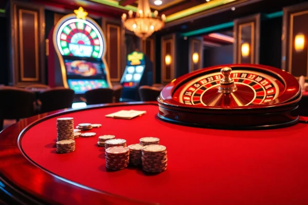 Experience the thrill of high-stakes gambling at Bin88 with vibrant casino tables and attentive dealers.