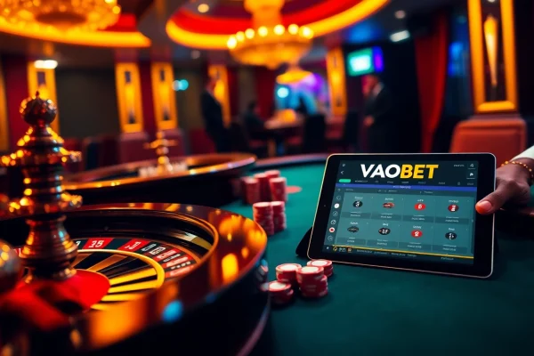 VAOBET offers thrilling casino experiences with players engaging in poker and roulette games.
